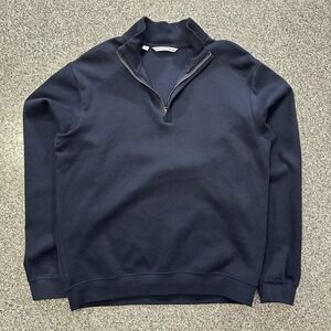 Cutter and Buck Quarter Zip Sweater Mens M Navy Blue Pullover Long Sleeve Mock